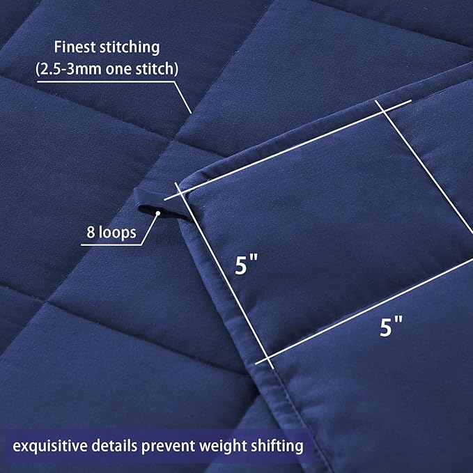 yescool Weighted Blanket for Adults (20 lbs, 60” x 80”, Blue) Cooling Heavy Blanket for Sleeping Perfect for 190-210 lbs, Queen Size Breathable Blanket with Premium Glass Bead, Machine Washable