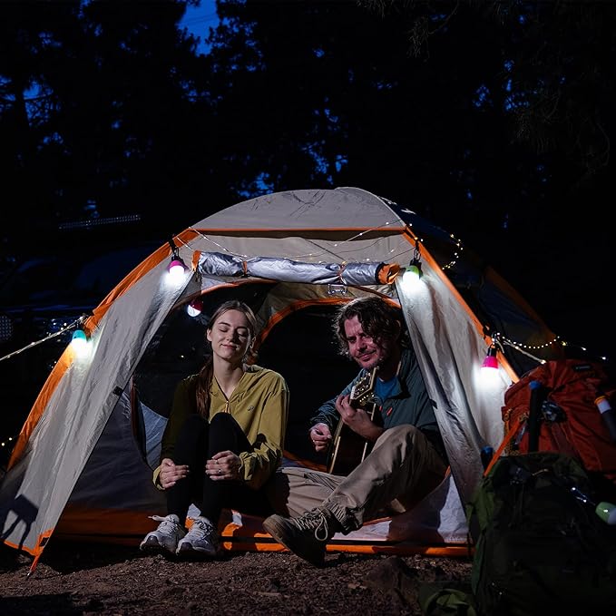 EverBrite 3-Pack Camping Lights - 3 Lighting Modes, Outdoor Christmas Portable LED Bulbs Ideal for Kids’ Adventure Activities, Camping, Emergency and More, 3 x AAA Batteries Included
