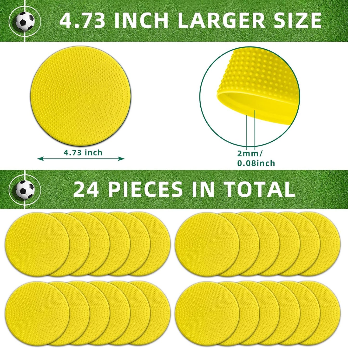 Poly Spot Markers 10 inch 12 Pcs Non-Slip Rubber Agility Training Markers Floor Dots Flat Field Cones for Football, Soccer, Basketball, School Exercise Drills, Dance Practice