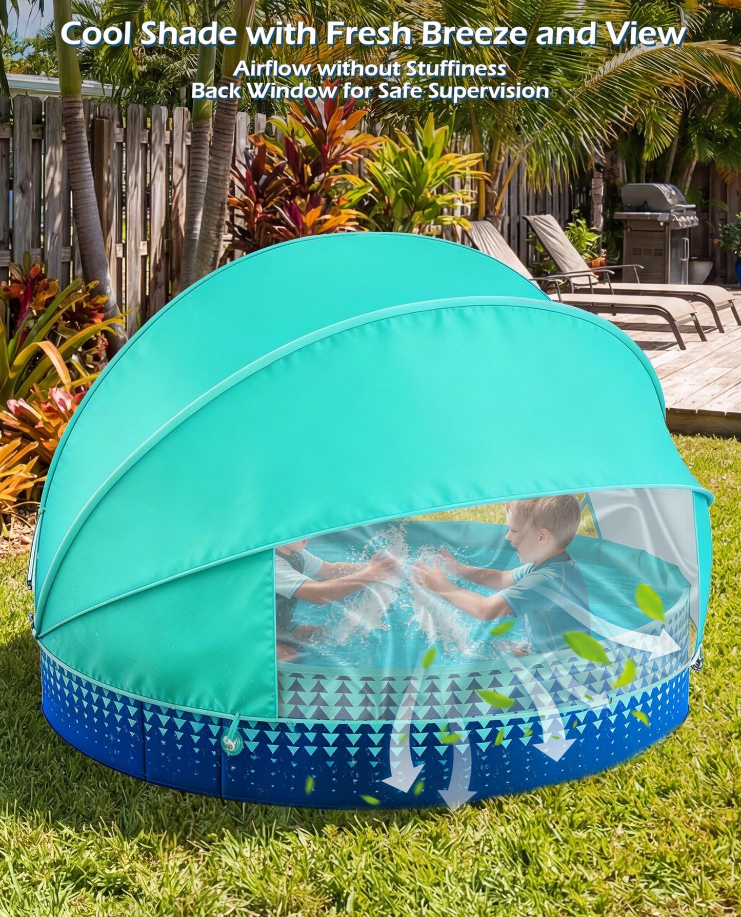 Jasonwell Kiddie Baby Pool with Canopy - Foldable Infant Toddler Kids Pool with Shade Baby Beach Essentials Tent Swimming Wading Pools for Toddlers 1-3 + Kids Dogs Ball Pit Backyard Water Play G, 40"
