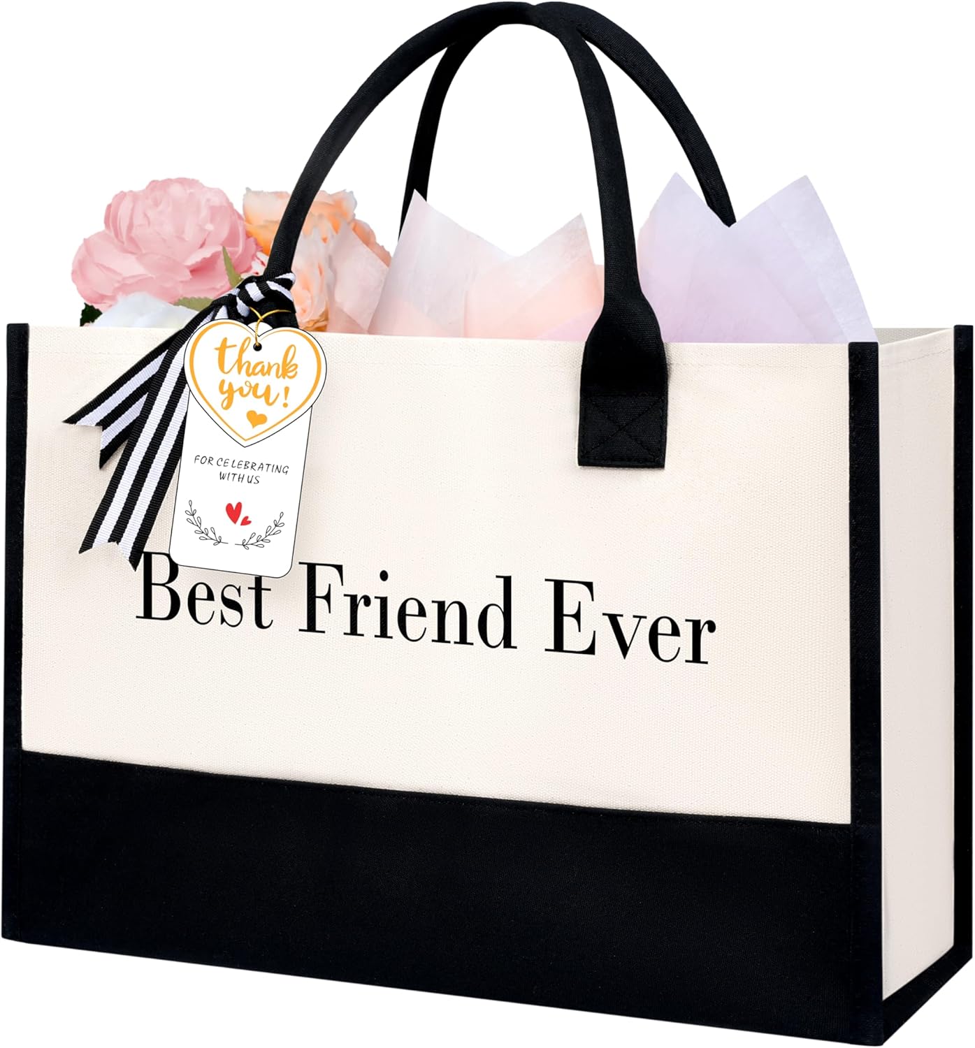 BAGAIL Initial Tote Bag, Personalized Birthday Gifts for Women, Teacher, Friends, Mom, Wedding, Monogrammed Beach Bag