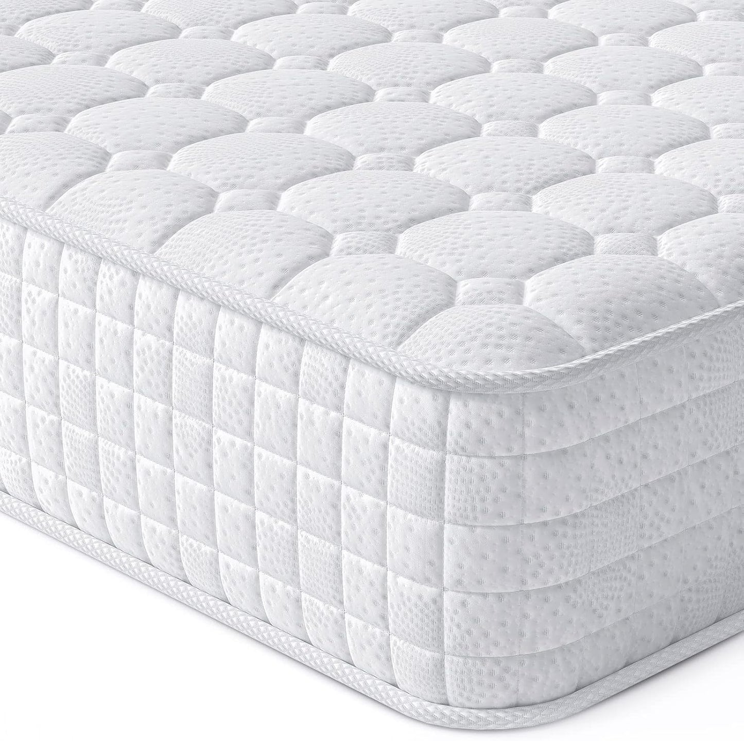Vesgantti 8 Inch Multilayer Hybrid Full Mattress - Multiple Sizes & Styles Available, Ergonomic Design with Memory Foam and Pocket Spring, Medium Firm Feel, White