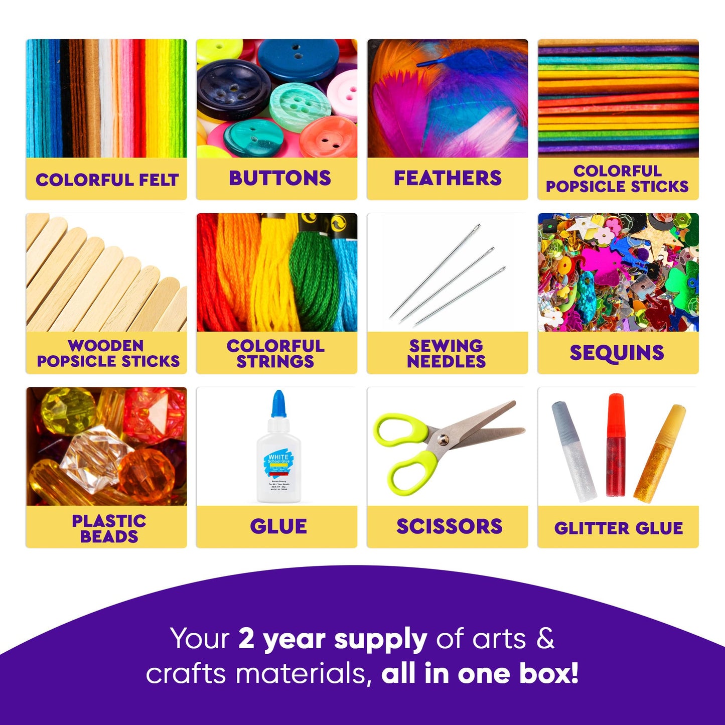 Blue Squid 3000+ pcs Arts and Crafts Supplies for Kids | Craft Kit Box for Kids Age 4-5, 4-8, 6-8, 8-12 | Craft Supplies & Materials Crafts Set Toys Art Box Gifts for Girls Boys Bulk Art Kit