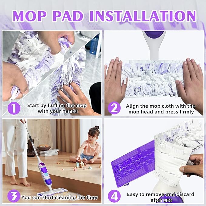 28 Count ‌Disposable Heavy-Duty Power Mop Pads Refills for Swiffer Power Mop,Replacement Floor Cleaning Refills, Non-Washable & Unscented, Compatible with Swiffer PowerMop (Quick-Absorb, No Residue)