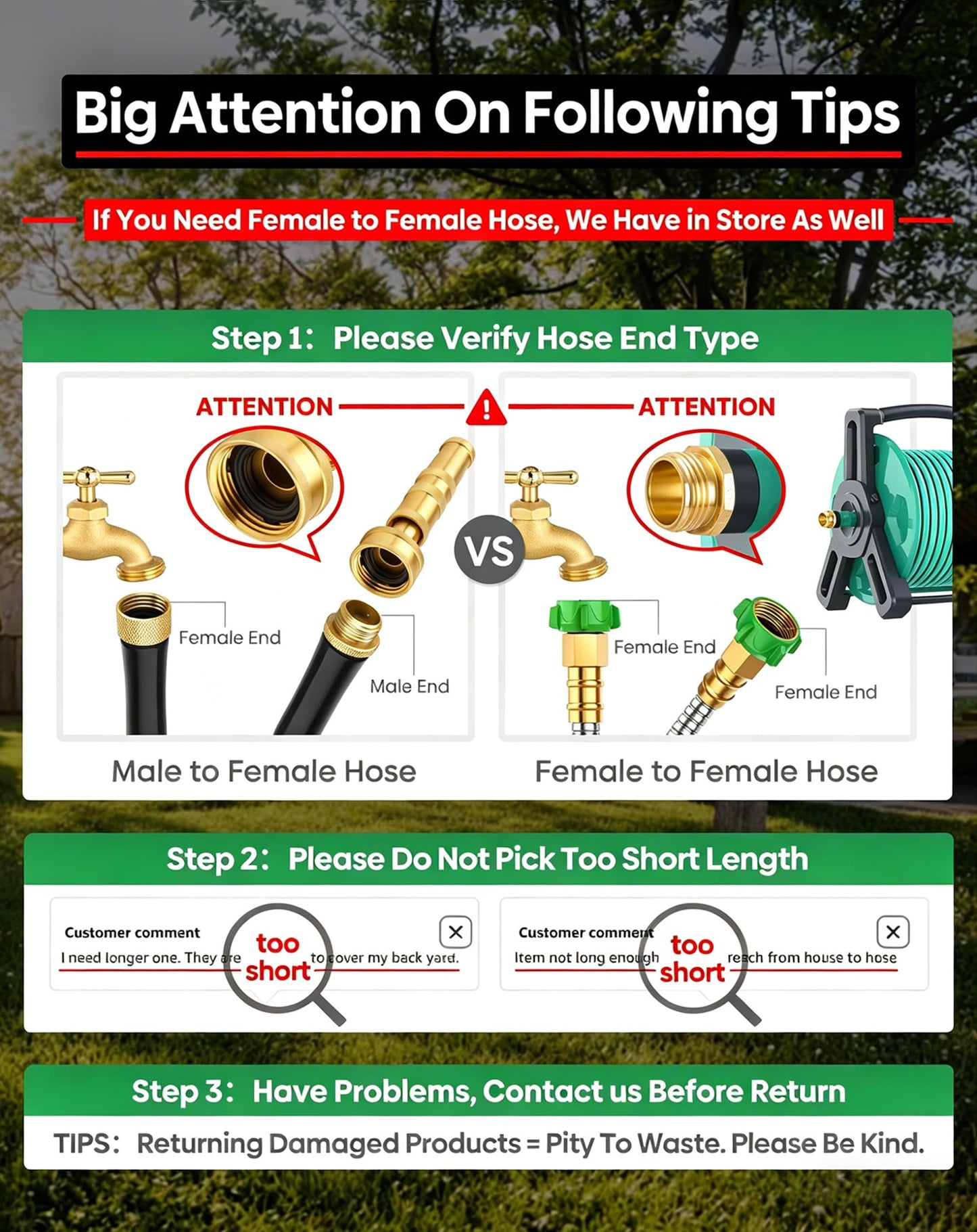 Short Metal Garden Hose 5 ft Connector, Stainless Steel Small Hose Extension Adapter for Hose Reel, Long, Flexible, Lightweight & Heavy Duty Water Pipe, No Kinking Outdoor Water Hose for Yard, 5 Feet