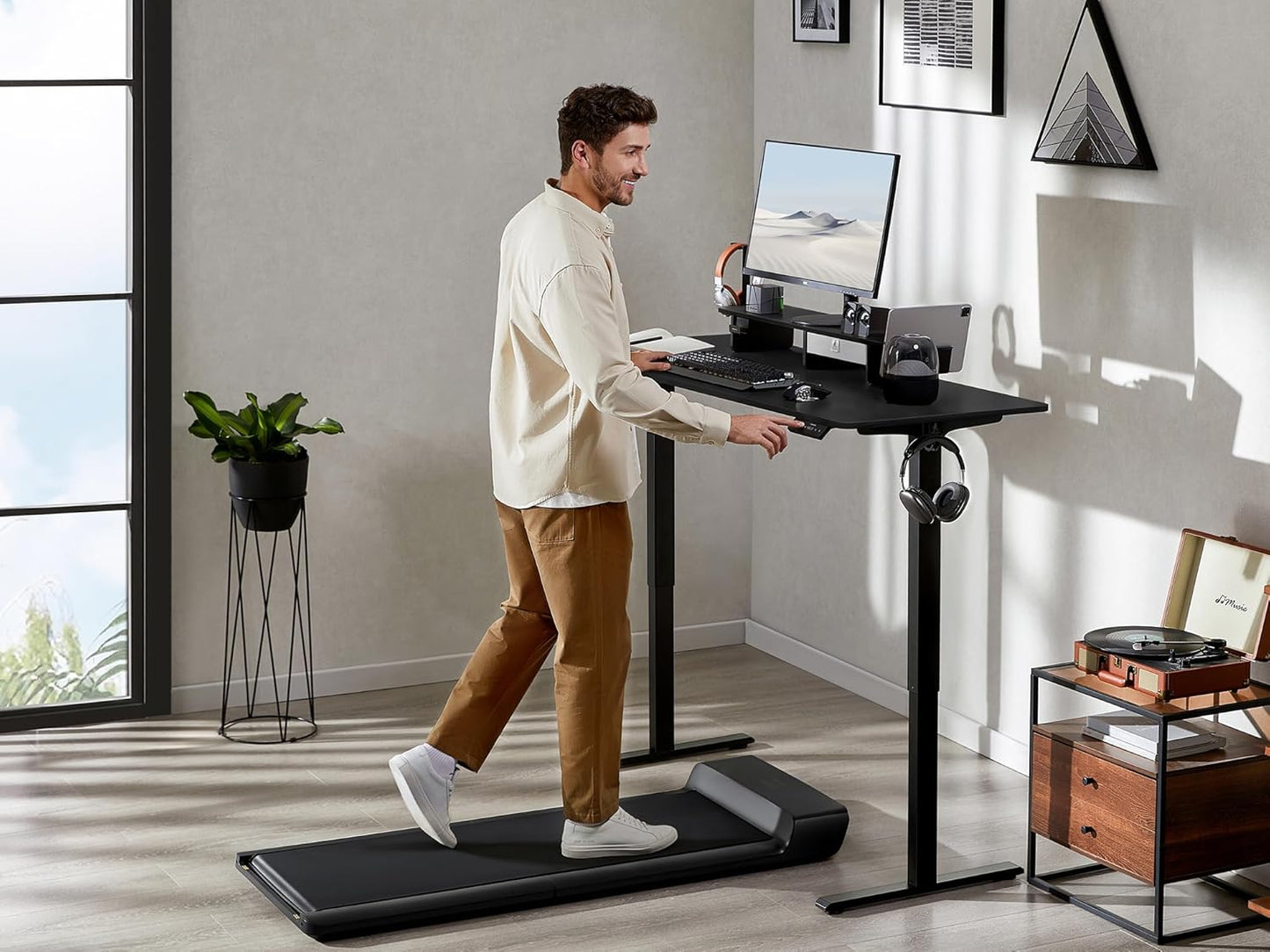 63x24 Inches Electric Standing Desk with Drawer and Monitor Stand, Height Adjustable Sit to Stand up Desk for Home Office, Ergonomic Computer Table with Phone Holder, 3 Hooks, Black