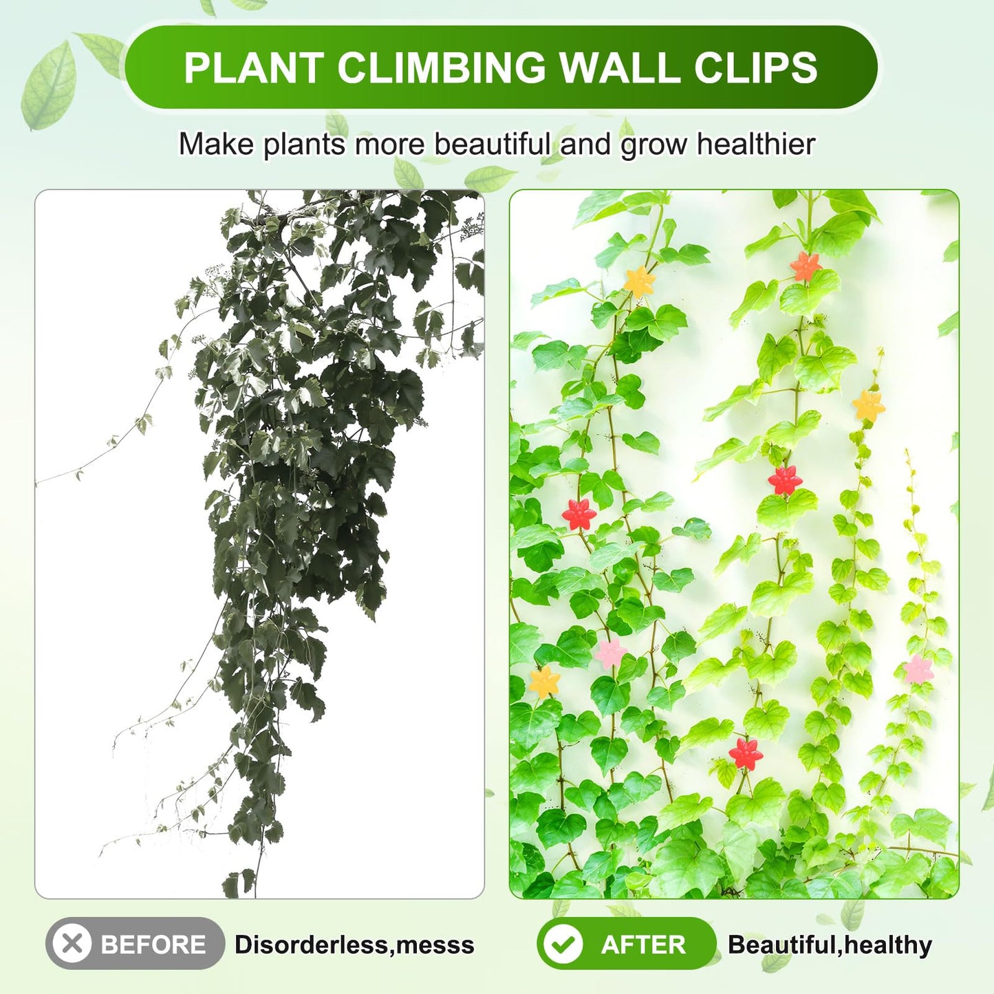 M METERXITY 20 Pack Plant Wall Clips, Self-Adhesive Plant Climbing Wall Clips Fixer with Acrylic Adhesive Sticker for Vine Support/Indoor/Outdoor Decor [Plum Blossom-Orange]