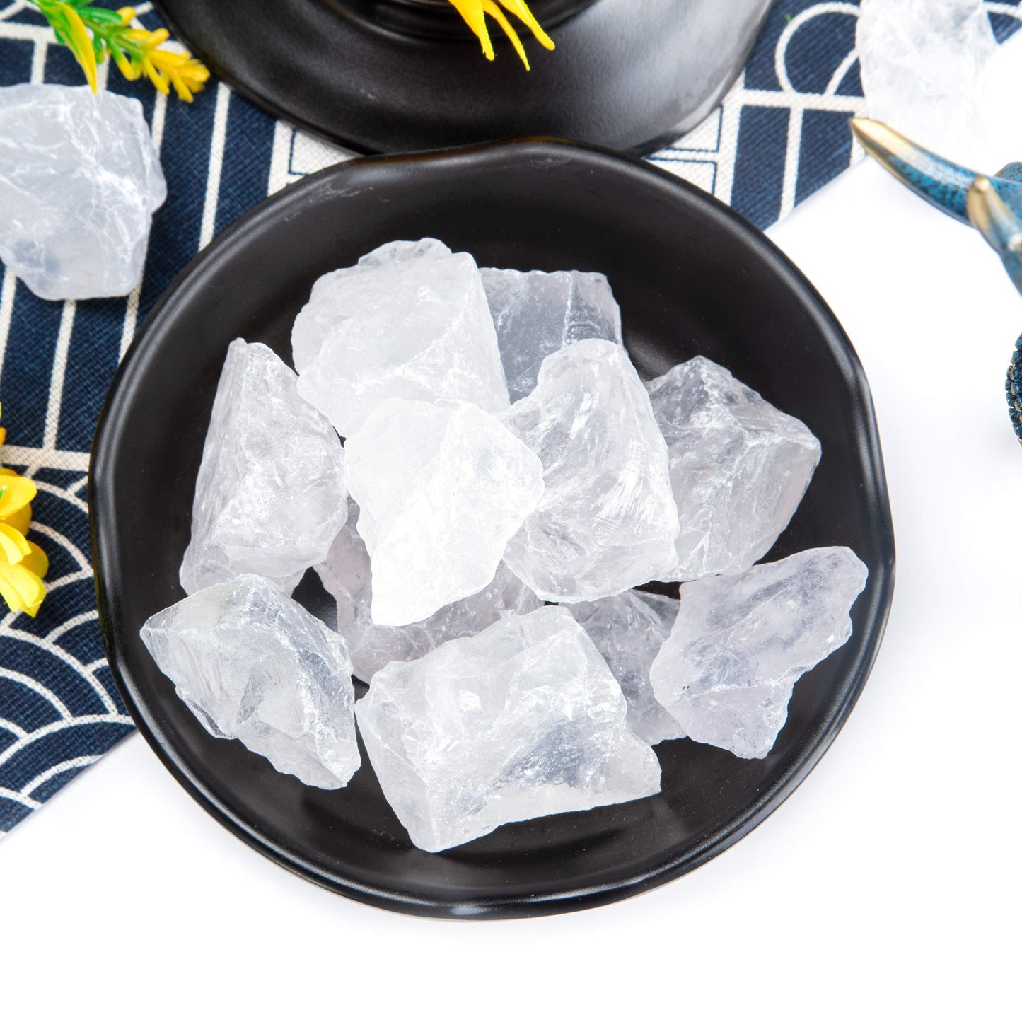 UU UNIHOM 1 lb Bulk Rough Clear Quartz Crystal for Tumbling, Cabbing, Polishing, Decoration, Wrapping,Large 1" Natural Raw Stones 1 Pound