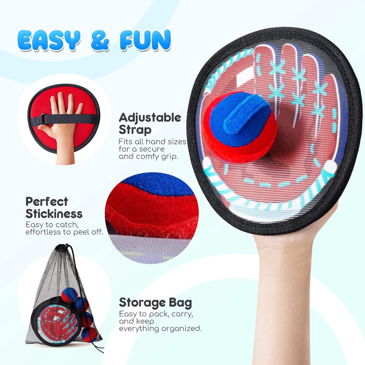 Playzap Toss and Catch Ball Set - Ultra Soft & Safe Toddler Baseball Gloves Designed for Pain-Free - Kids Games Toys Indoor Outdoor - Great for Yard Beach Pool - Gift for Boys Girls 2-4 5-7 8-10 Years