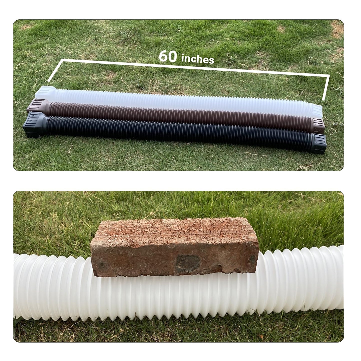 3 pack Flexible Rain Gutter Downspout Extensions,Drain Downspout Extender,Gutter Extension Flexible,Down Spout Drain Extension Pipes,Extendable from 21 to 60 Inches (3pcs black)