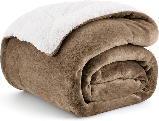 Bedsure GentleSoft Sherpa Fleece Throw Blanket Twin Size for Couch - Thick and Warm Throw for Women and Men, Soft Fuzzy Plush Twin Blanket for Winter, Non-Heated, Camel, 60x80 Inches