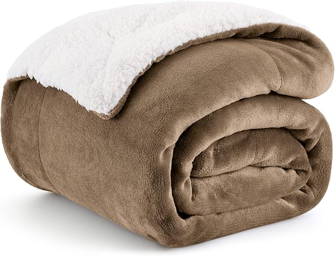 Bedsure GentleSoft Sherpa Fleece Throw Blanket for Couch - Thick and Warm Throw for Women and Men, Soft Fuzzy Plush Kids Blanket for Winter, Non-Heated, Camel, 50x60 Inches