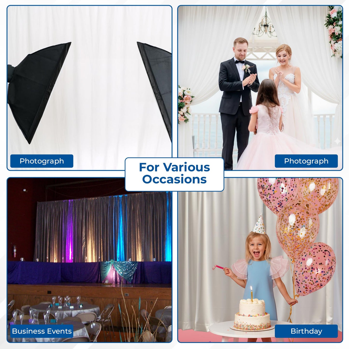 OnlineEEI8 Foot Tall Fixed Height Collapsible Pipe and Drape Backdrop Kit 8x50 (Black Drapes) (BBD9990850CDPR750)