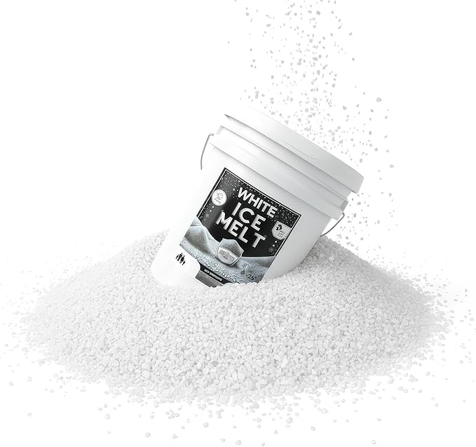 Peach Country White Ice Melt Pet Friendlier Eco-Friendly De-Icer, Fast-Acting Granules for Driveways, Walkways & Entryways, 45 lb Pail