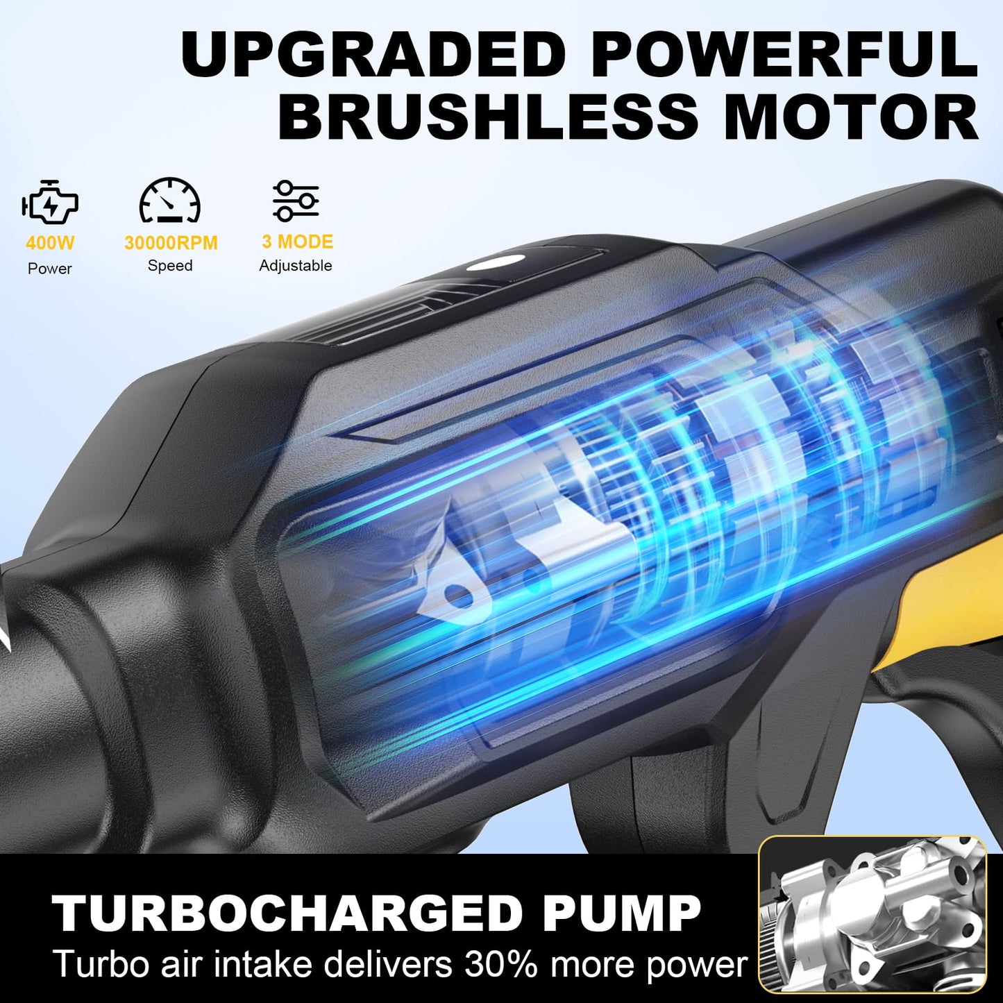 Cordless Portable Washer, Handheld Washer for Car Home Outdoor Patio Garden,Battery Operated Washer with 6-in-1 Swivel Nozzle & 16.4FT Hose, 3 Speed Modes
