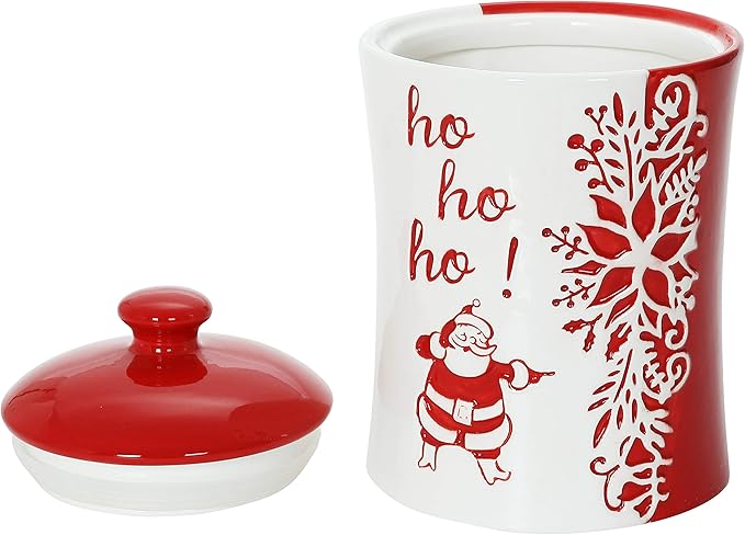 Stephanie Imports Ho Ho Ho! Christmas Themed Winter Holiday Ceramic Cookie Jar
