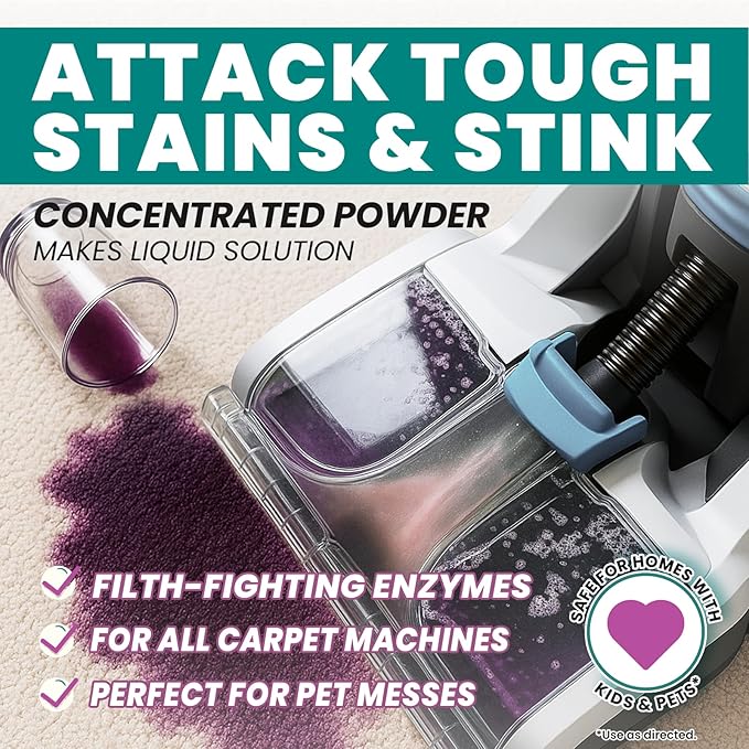 Uncle Todd's Carpet Cleaner Powder | Enzyme Formula for Carpet Machines | Removes Pet Odors & Stains | Safe for Carpets, Rugs & Upholstery | Makes 30 Gallons