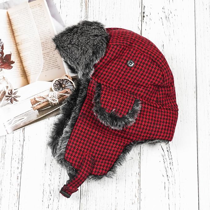 ONWAY Trapper Hat Winter Hats for Women Men with Faux Fur Ear Flaps