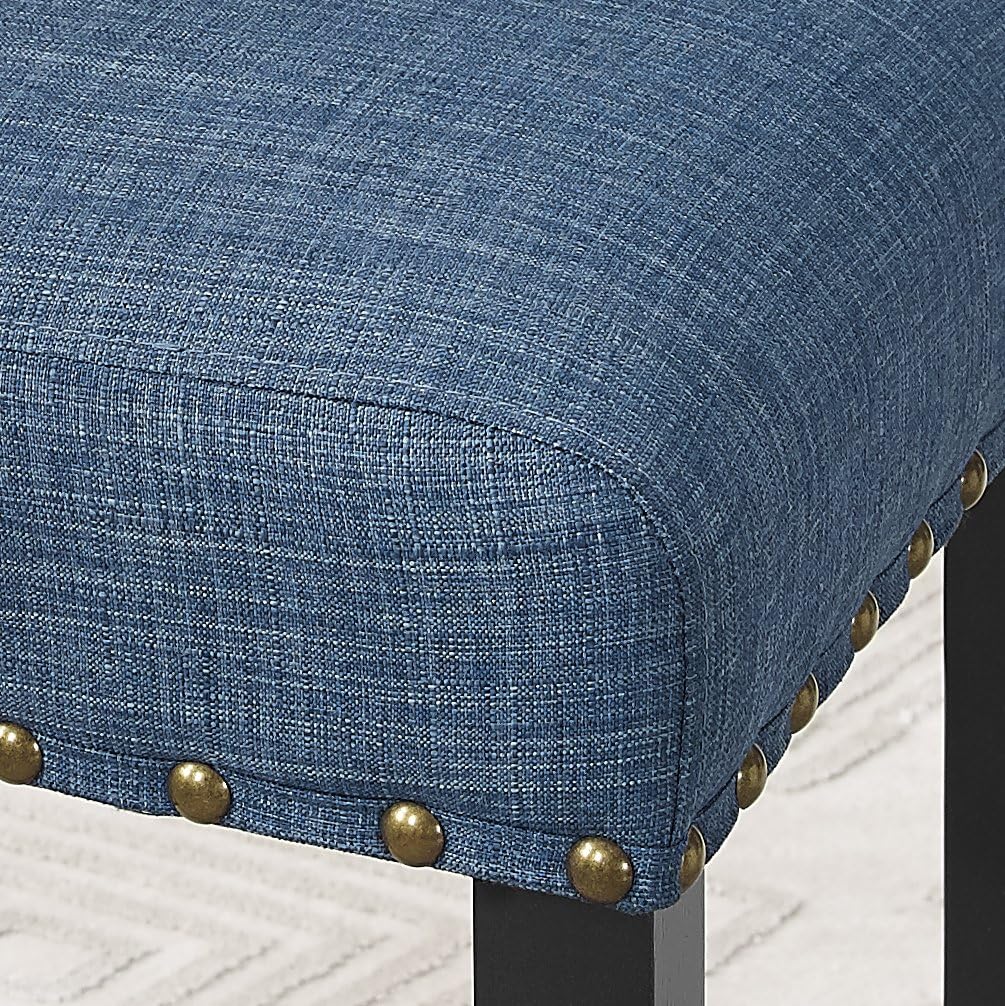 Roundhill Furniture Biony Fabric Bar Stools with Nailhead Trim (Set of 2), Blue