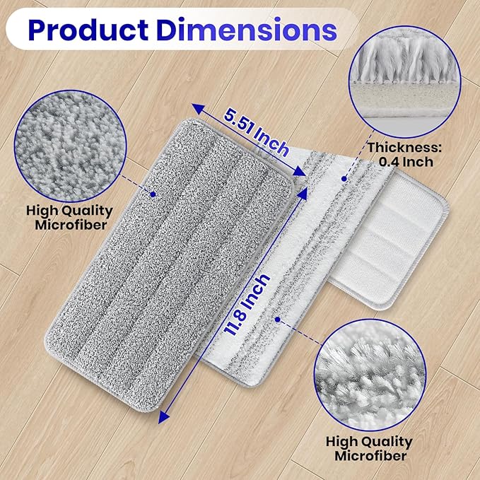 10 Pack Swiffer WetJet Replacement Mop Pads,Compatible with Swiffer WetJet Hardwood and Floor Spray Mop,Size:11.6''*5.51'',Grey