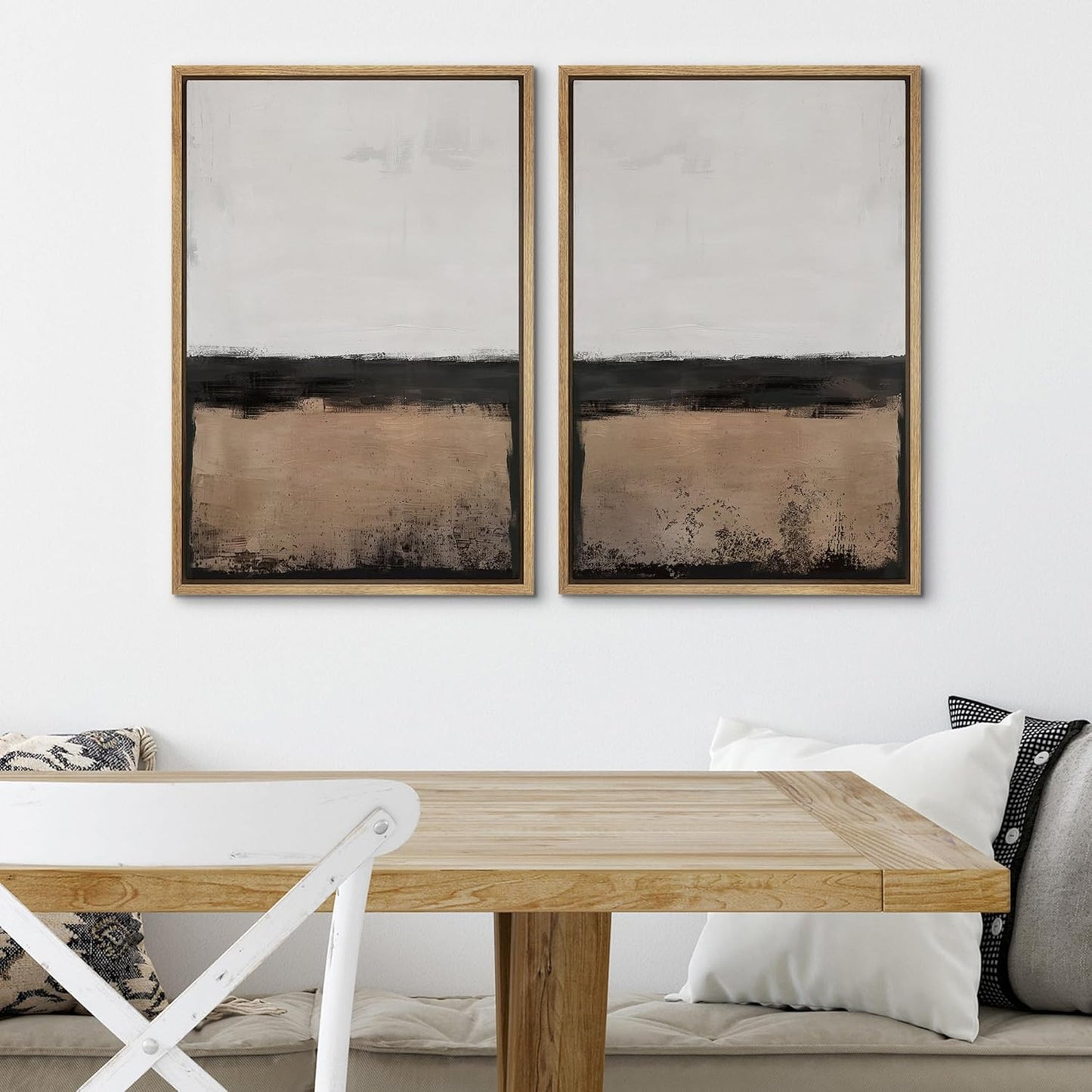 SIGNWIN Framed Canvas Print Wall Art Abstract Landscape Neutral Tones with Horizon Line Illustrations Modern Art Decorative Contemporary for Living Room, Bedroom, Office - 24"x36"x2 Natural