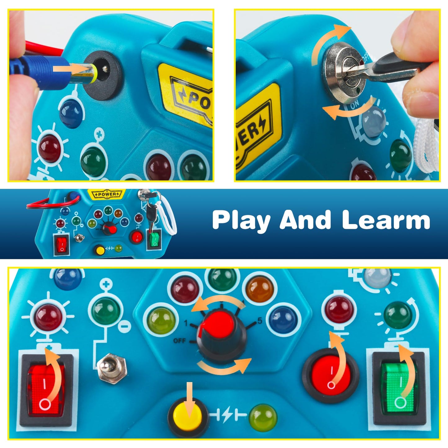 Laiydontos Toddler Toys LED Busy Board,Montessori Toy for 1-3 Year Old, Kids Sensory Board, Light Switches Preschool Learning Activities Travel Toy for 1 2 3 4 Boys Girls Birthday