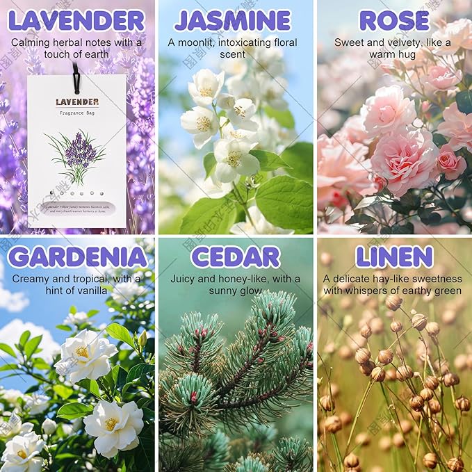 14 Packs Large Rose Scented Sachets for Closet Deodorizer Drawers, Hanging Long Lasting Potpourri Bags Home Fragrance Air Freshener