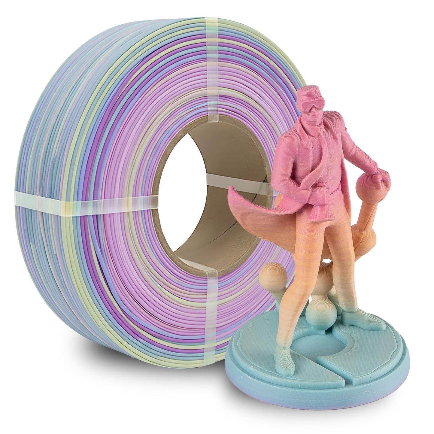 Polymaker Panchroma Refill Spool Gradient Matte Pastel Rainbow PLA 3D Printing Filament Refill, Compatible with All Reusable Spo