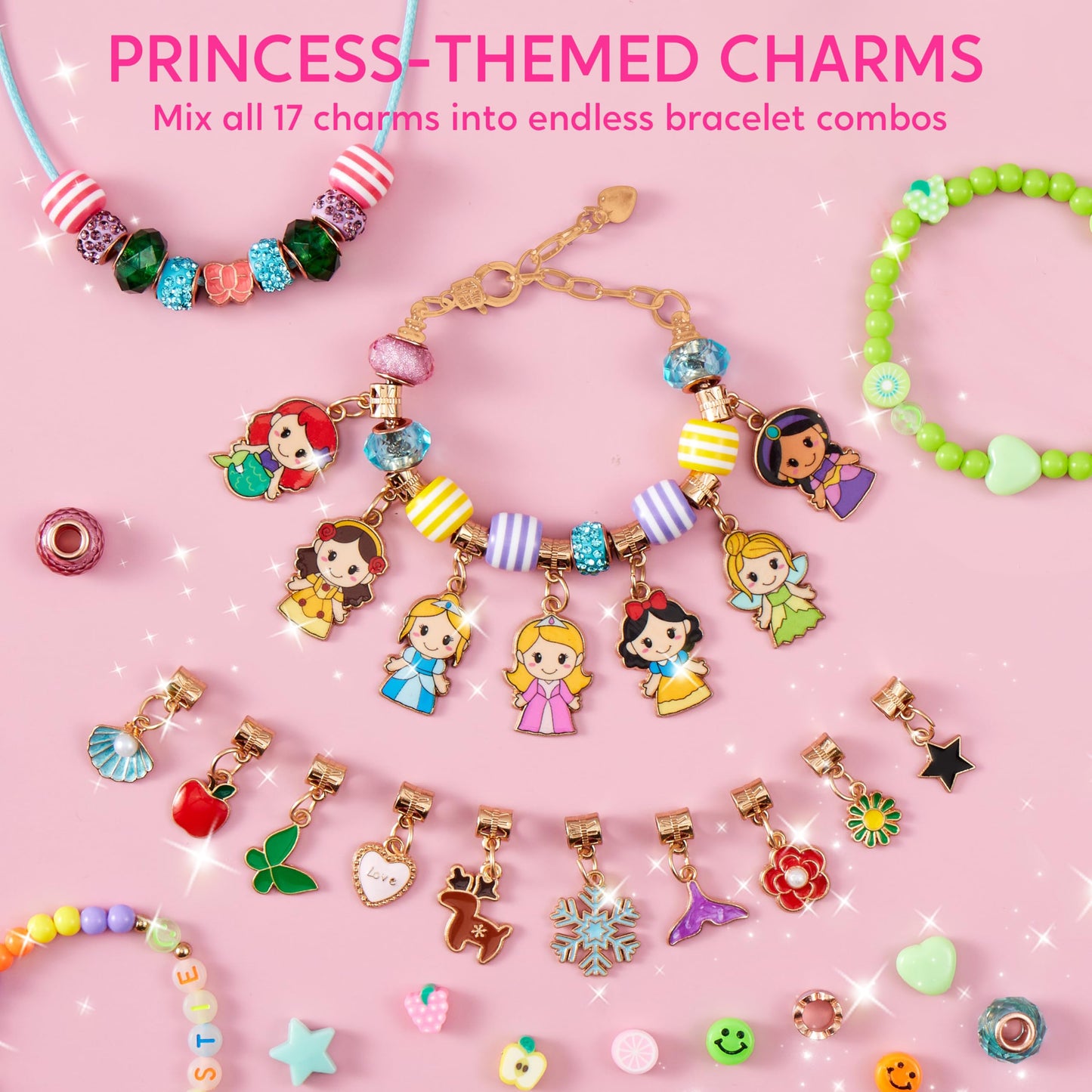 JOVA Klever Kits Princess Bracelet Making Kit, Jewelry Making Kit, Bracelets for Girls, Crafts for Kids, 4 Year Old Girl Birthday Gifts, Over 650 Beads, Make 30+ Designs