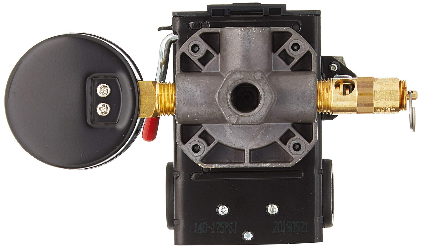 26 Amp H/D Pressure Switch Air Compressor 145-175 4 Port W/0-200 Psi Gauge & 200 Psi Pop Off Valve