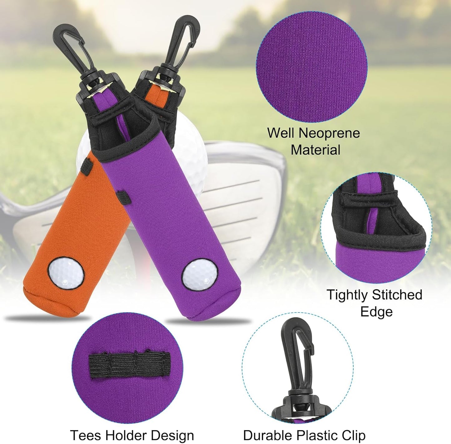 PATIKIL Golf Ball Carry Bag Golf Tee Holder Pouch Portable Neoprene Golf Ball Holder with Clip for Men and Women
