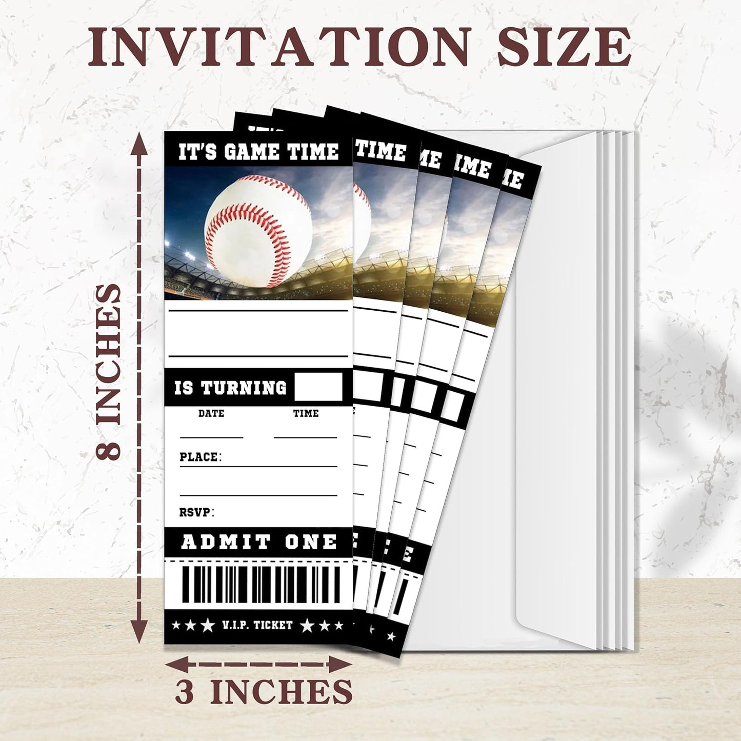 20 Baseball Game Ticket Invite Cards-Baseball Birthday Invitation with Envelopes for Teens kids Adults-Sports Birthday Cards-Party Favor & Supplies (3×8 inch)-A08