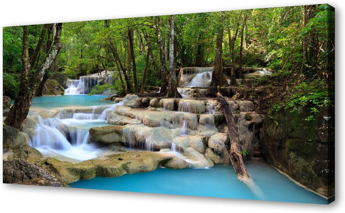 Cao Gen Decor Art S01598 1 Panels Wall Art Tropical Beautiful Waterfall Prints Light Green Forest Natural Picture Canvas Paintings Scenery Spring Summer Landscape for Home Wall Decor Artwork