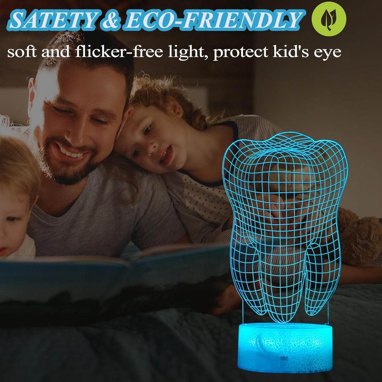 Dental Gifts, 3D Tooth Night Light, 3D Illusion Lamp, 16 Colors Changing, Remote Control, Dimmable, Living Room Decoration, Xmas Tooth Model Gifts