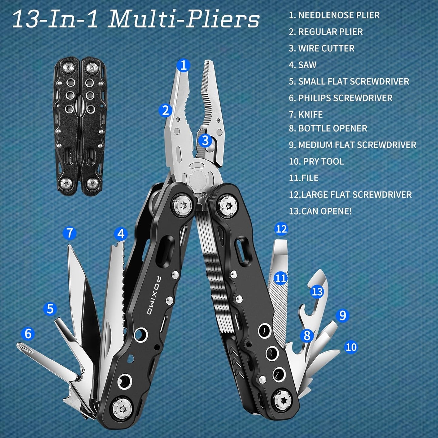 Men Gifts for Hubby from Wife, Multi tools Gift Set "BEST HUBBY EVER" with Multitool Pliers, Pocket Knife, Tactical Pen, Stocking Stuffers EDC Multi-tools(BEST HUBBY EVER)