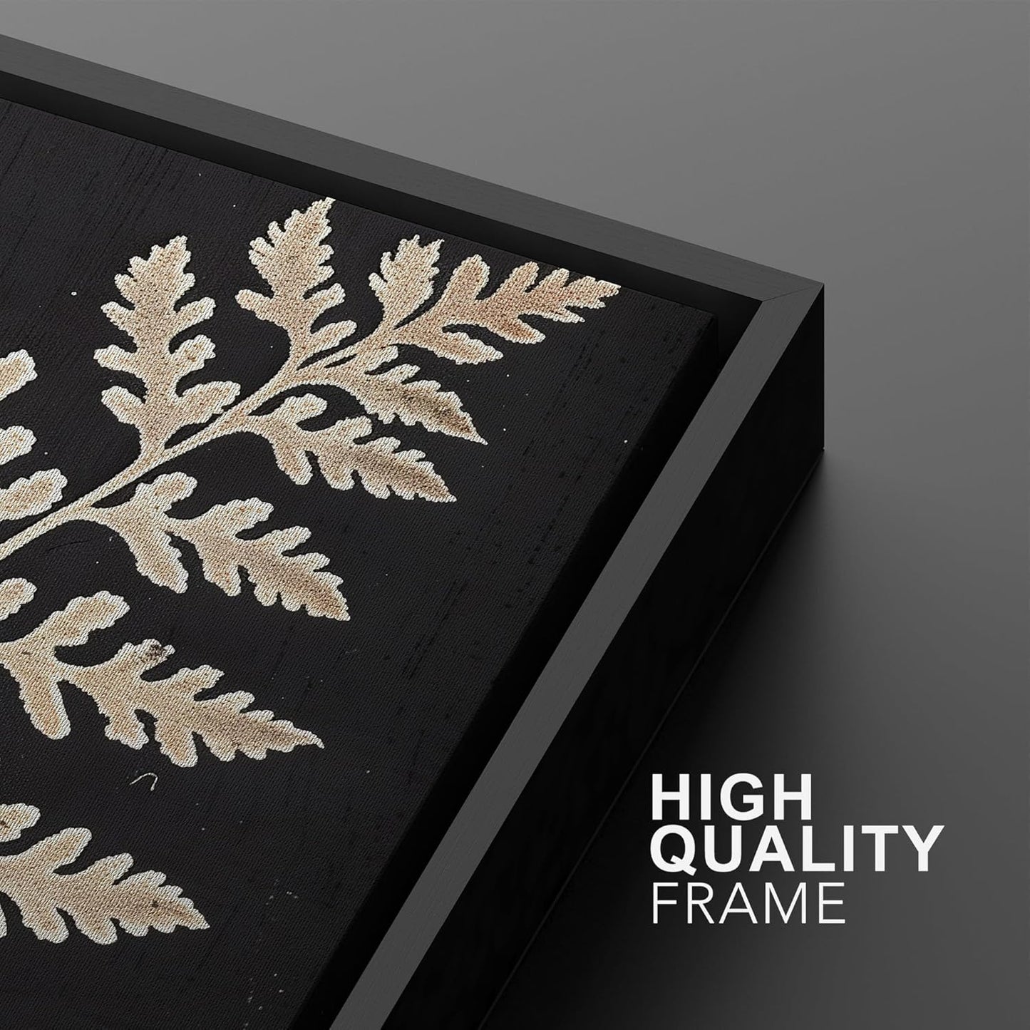 SIGNWIN Framed Canvas Print Wall Art Vintage Fern Leaf Silhouettes Natural Botanical Rustic Illustrations Modern Art Decorative Contemporary for Living Room, Bedroom, Office - 24"x36"x2 Black