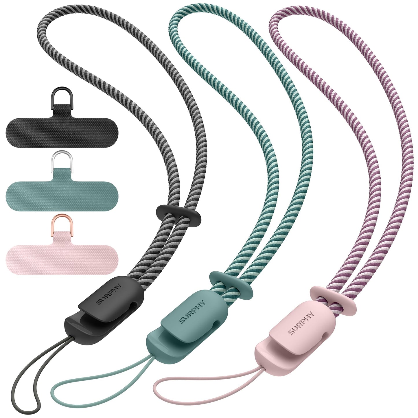 Surphy 3 Pack Phone Wrist Strap With Cellphone Tether Tab, Cellphone Lanyard, Anti Theft Phone Strap With 2-Color Braided, Wrist