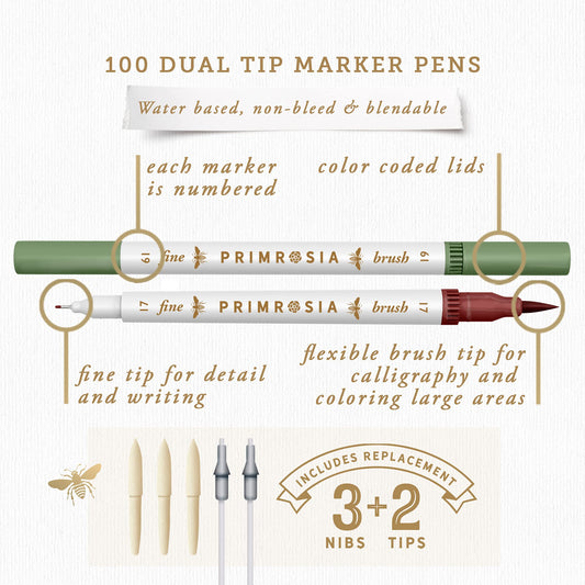 Primrosia Ultimate Coloring Duo – 48 Gel Pens + 100 Dual Tip Markers