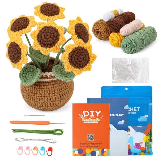 cedarol Crochet Kit for Beginners, Multicolored Potted Tulip Crochet Kit, Crochet Starter Kit with Step-by-Step Video and Instruction Tutorials for Beginners Adults, Beginner Crochet Knitting Kit
