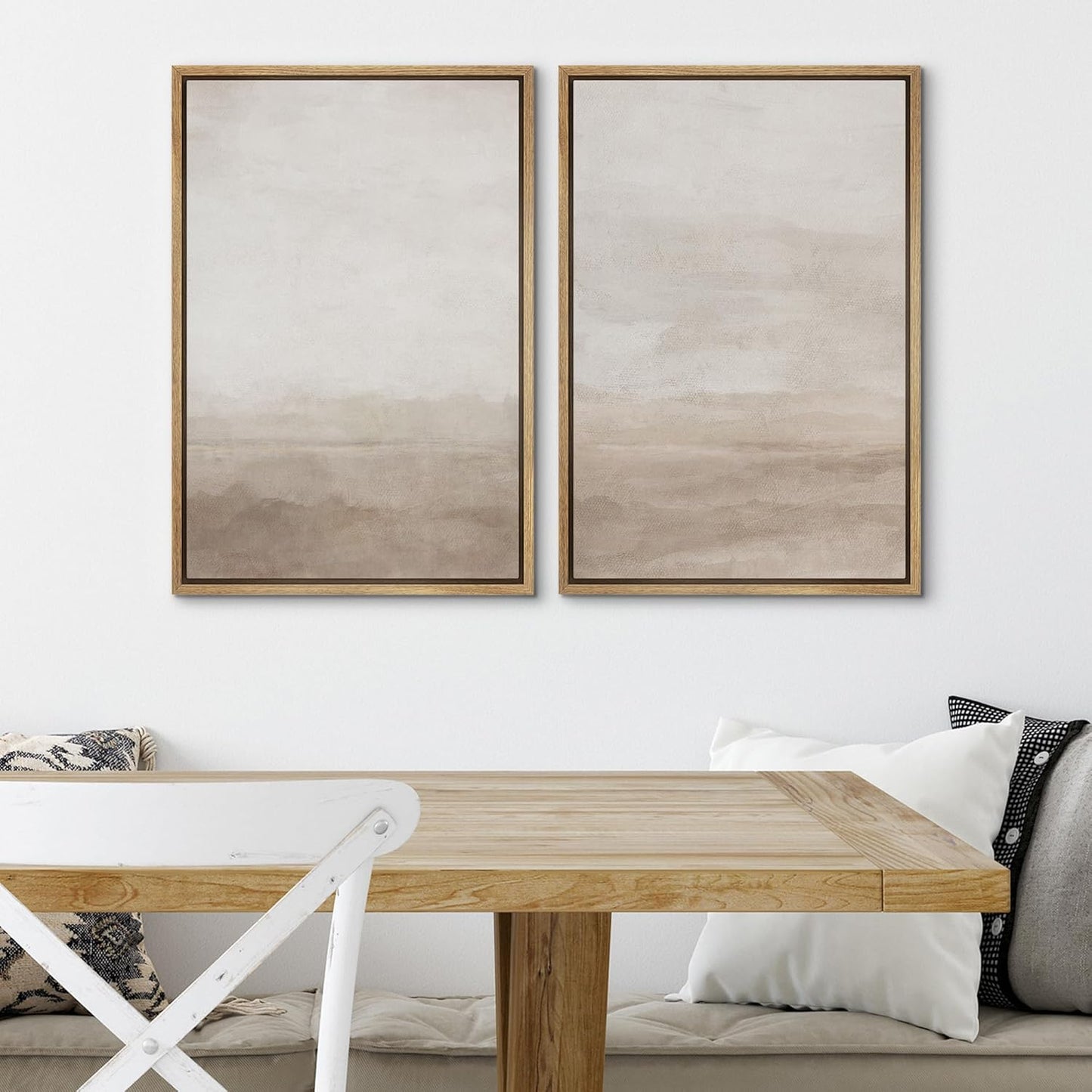 SIGNWIN Framed Canvas Print Wall Art Abstract Wave Pattern Modern Art Minimalist Neutral Decor for Living Room, Bedroom, Office - 16"x24"x2 Natural