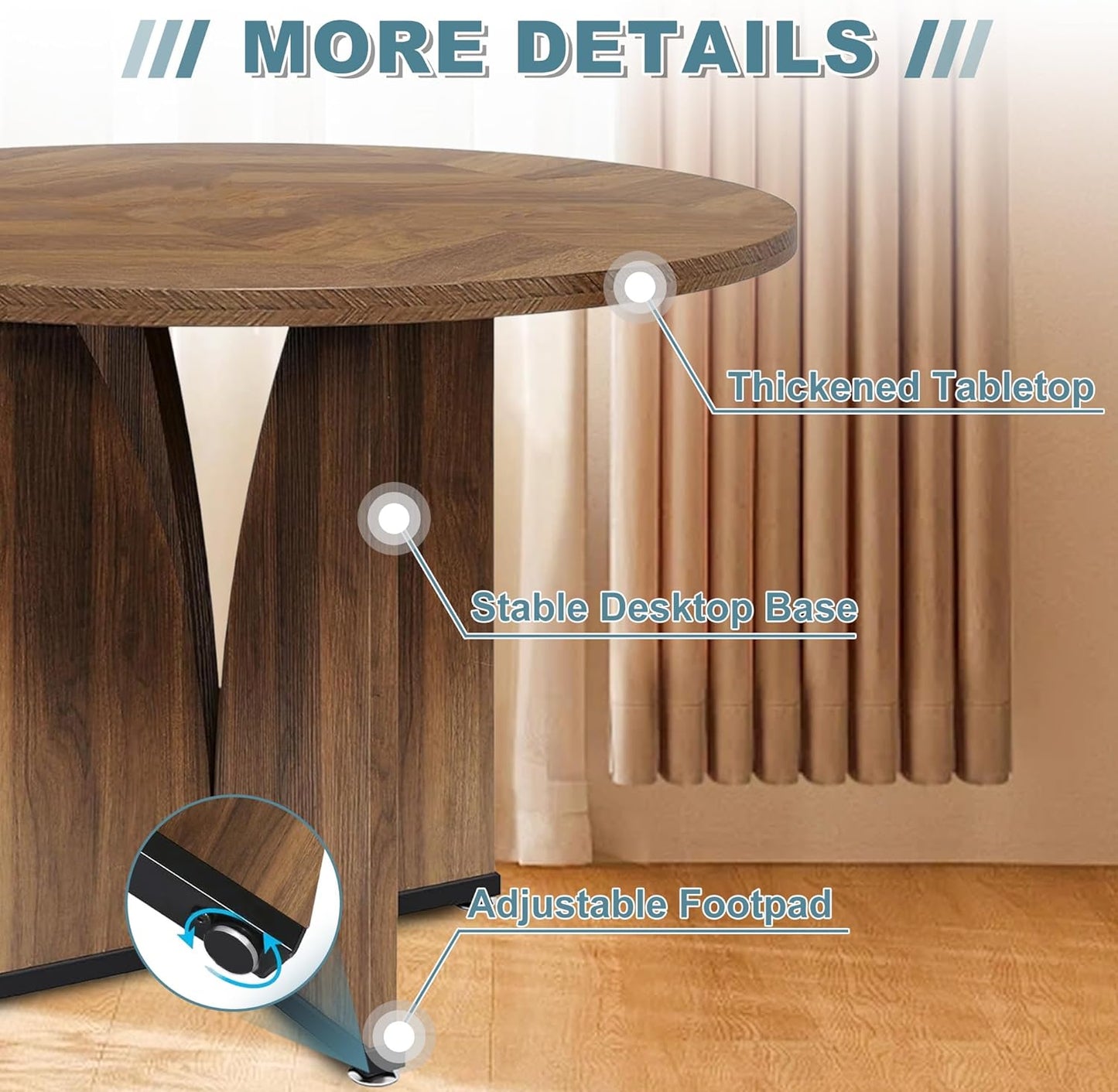 Round Dining Table for 4, 39" Small Dinner Table with Cross Base Round Brown Kitchen Tables for Dining Room, Kitchen, Living Room