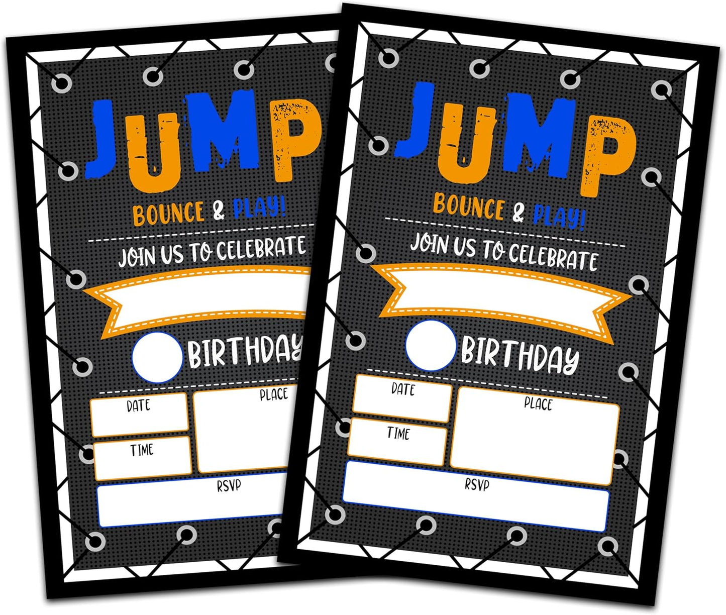 CLIRBE Trampoline Jump Birthday Party Invitations, Birthday Invitations For Boys, Kids Boy Birthday Invitation, 20 Invitations with 20 Envelopes - E01