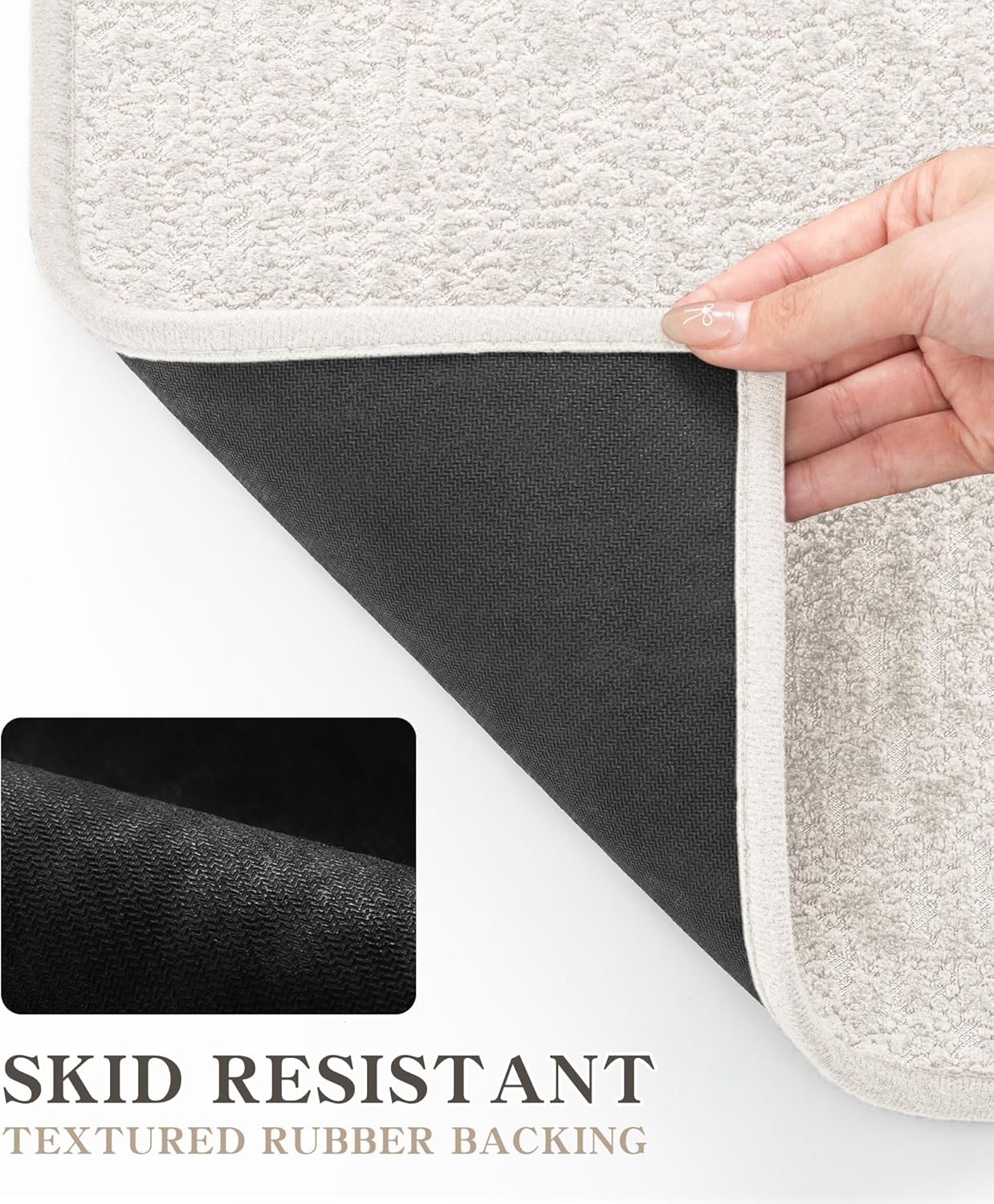chakme Bathroom Rugs Mat 24x17, Ultra Thin Non Slip Bath Mat Small Quick Dry Absorbent Bath Mat for Bathroom Floor, (White, 24"x17")