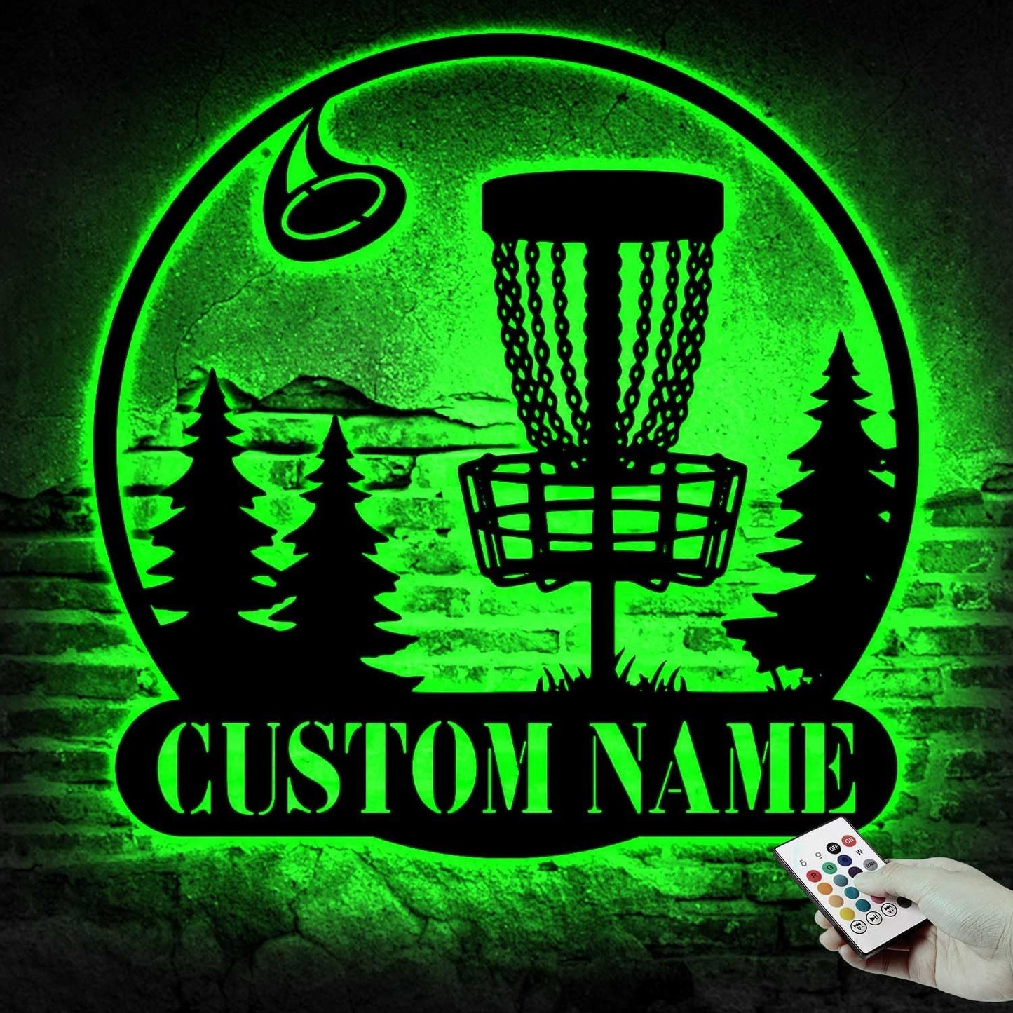 19th Hole Sign with LED Lights Metal Sign – Personalized Name Disc Golf Wall Light, Room Wall Decor for Men, Boys, or Teen Room, Great Father's Day, Gifts for Dad Model-Disc07