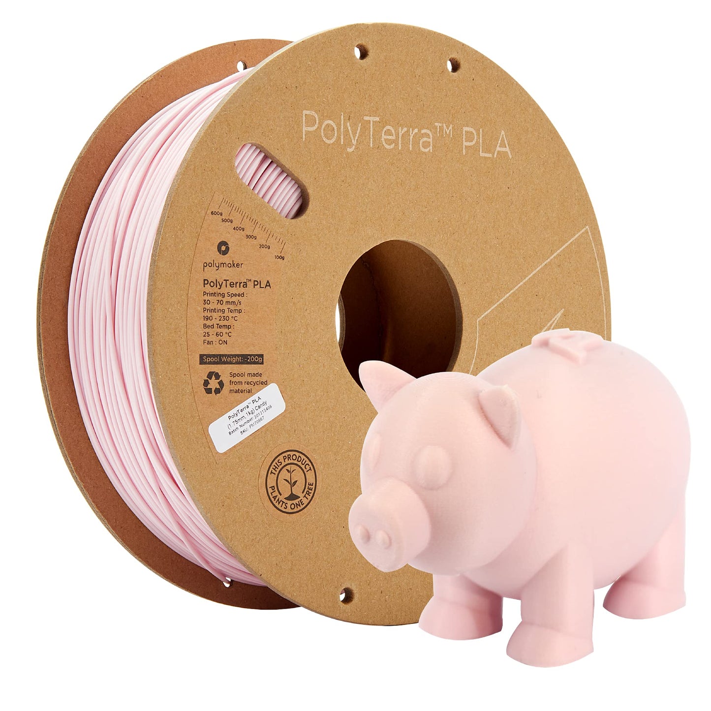 Polymaker Matte PLA Filament Matte Candy 1.75mm 1kg 3D Printing Filament, PolyTerra 3D Printer PLA Filament