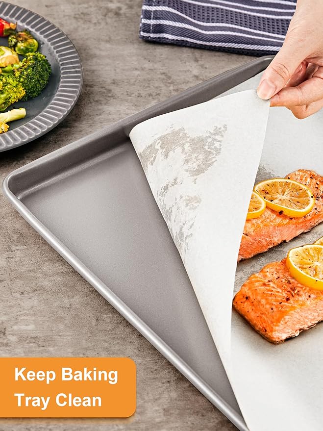 SMARTAKE 120Pcs Parchment Paper Sheets, 9x13 Inch Pre-Cut Parchment Paper for Baking, Non-Stick Baking Paper, Natural Wood Pulp, for Air Fryer Steaming Grilling Rack Oven (White)
