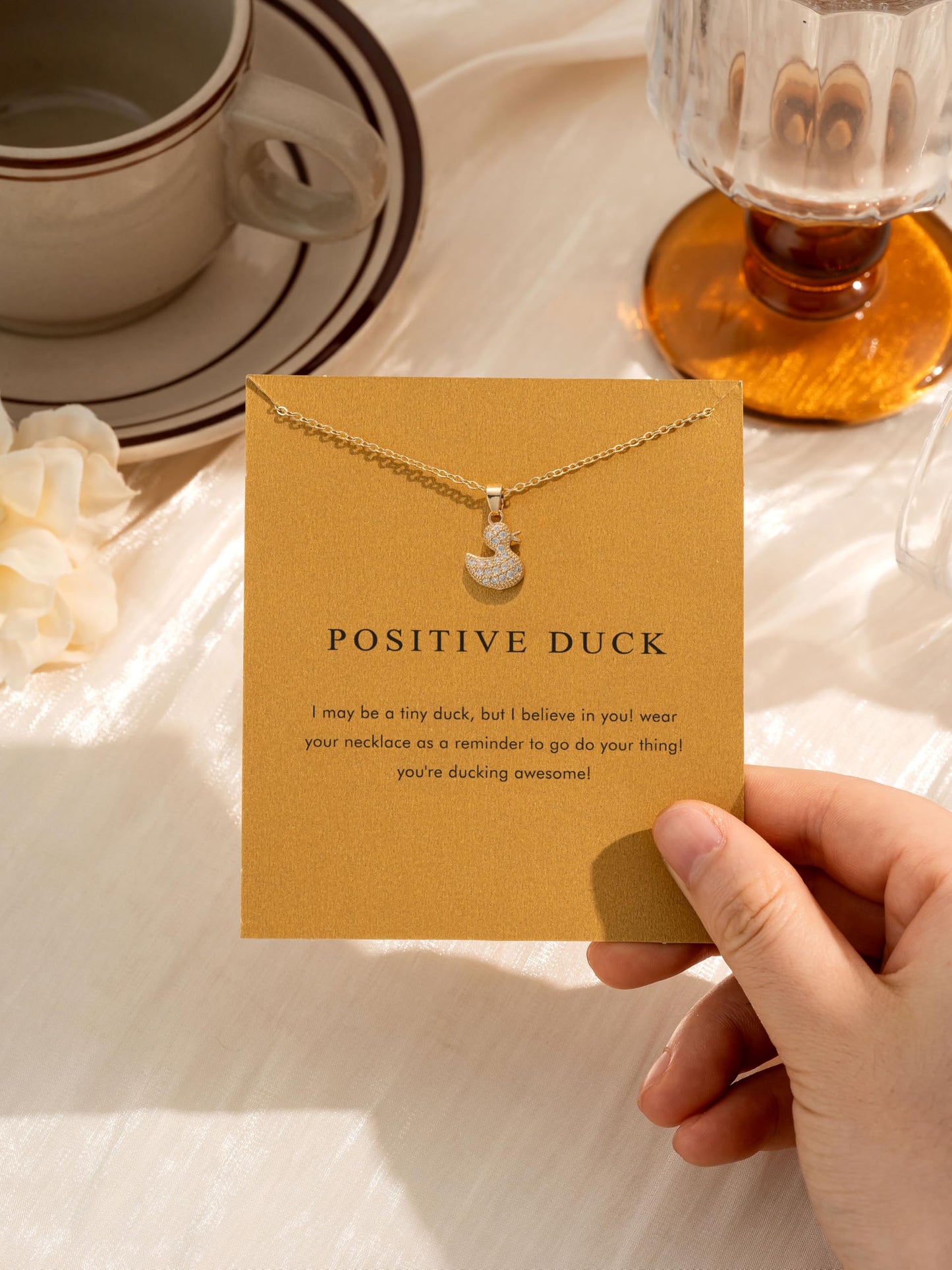 OBSUN Positive Duck Necklace Emotional Cheer Support Positive Inspirational Small Funny Cute Ducks Stuff Cute Gifts for Women Duck Gifts (Duck)