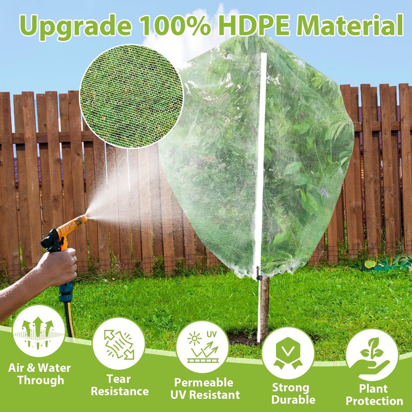 2PCS Large Fruit Tree Netting with Drawstring and Zipper, 8 * 8FT Garden Netting for Garden Protection, Insect Bird Netting for Fruit Trees, Protection from Anti Birds, Bugs,Cicadas, Insects