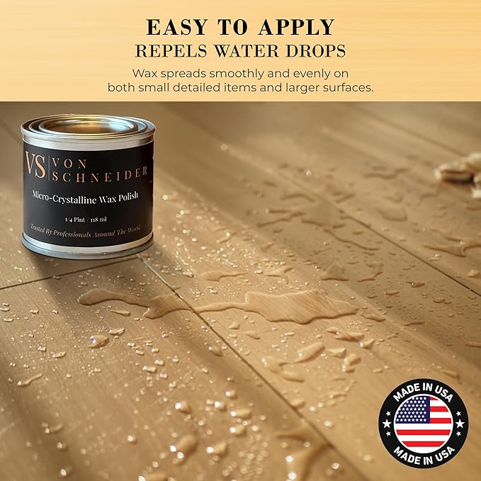 Von Schneider Micro-Crystalline Wax Polish, 118ml – Multi-Surface Protective Wax for Wood, Metal, Stone & Leather – Polishes, Preserves & Protects - pH Neutral, Easy to Apply, Made in the USA - 2PACK