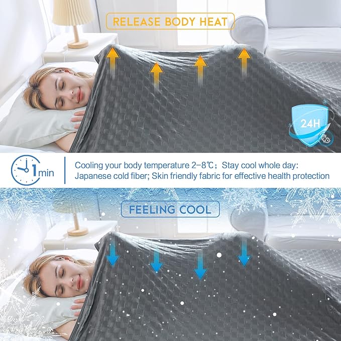 AmyHomie Cooling Summer Blanket with Double Sided Cold Effect, Breathable, Lightweight, Arc-Chill Q-Max>0.5 Cool Fiber, for Hot Sleepers